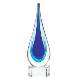 Custom Blue Teardrop Award - Large, 12 1/2" H x 4 1/2" W x 3 3/8" D