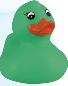 Custom Rubber Spring Time Green Duck Toy, 2 3/4" L x 2 1/4" W x 2 3/4" H