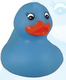 Custom Rubber Spring Time Blue Duck Toy, 2 3/4" L x 2 1/4" W x 2 3/4" H