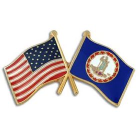 Blank Virginia & Usa Crossed Flag Pin, 1 1/8" W