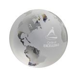 Custom 3" Frosted World Globe Paperweight