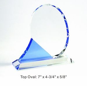 Custom Sunbow Optical Crystal Award Trophy., 7" L x 4.75" W x 0.625" H