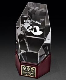 Custom Small Optic Newport Crystal Award, 2 3/4" W X 6" H X 2 3/4" D