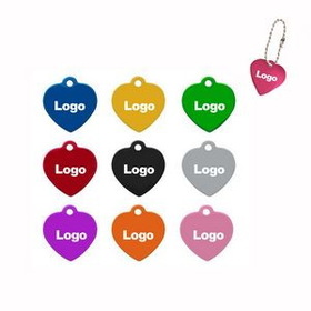 Custom Pet ID Tag Key Chain shaped like a Heart, 1 2/5" L x 1 2/5" W