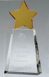 Custom Medium Golden Star Crystal Award w/ Clear Base, 3 1/2