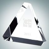 Custom Beveled Triangle Optical Crystal Paper Weight, 3 5/8