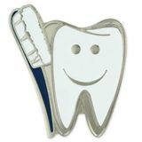 Blank Dental Tooth And Brush Pin, 1 1/8