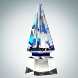 Custom Designer Collection Blue Spire Optical Crystal Award, 10 3/4