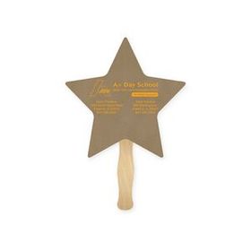 Custom Fan - Star Shape Recycled Paper Hand Fan Single - Wood Stick Handle