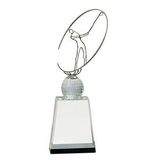Custom Crystal Golf Award w/ Silver Metal Oval Figure (10
