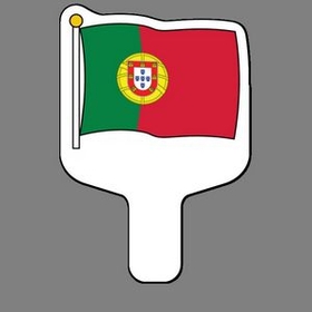 Custom Hand Held Fan W/ Full Color Flag Of Portugal, 7 1/2" W x 11" H