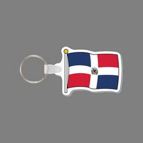 Key Ring & Punch Tag W/ Tab - Full Color Dominican Republic Flag