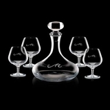 Custom 32 Oz. Stratford Crystalline Decanter W/ 4 Brandy Glasses