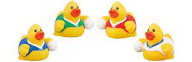 Custom Rubber Volleyball Duck, 3 1/2" L x 3 3/4" W x 3 1/2" H