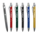 Custom Matte Metallic Retractable Pen with Chrome Trim and Double Band Design