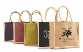 Custom Eco Green Jute / Burlap Shopping Bag w/Webbed Handles