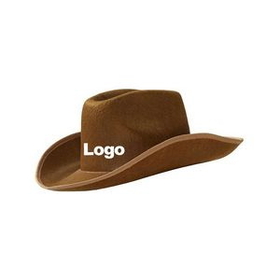 Custom Classic Brown Felt Western Cowboy Hat Adult Size, 15 2/5" L x 11 4/5" W x 4 7/10" H