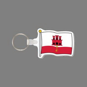Key Ring & Full Color Punch Tag W/ Tab - Flag of Gibraltar