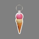Custom Key Ring & Full Color Punch Tag - 2 Scoop Ice Cream Cone