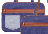Custom Denim Tote Bag - W/ Exterior Patch Pocket