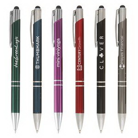 Custom Tres-Chic w/ Stylus - Laser Engraved - Metal Pen, 5.55" L x 0.39" W
