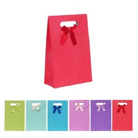 Custom Solid Color Paper Candy Bags with Ribbon Decor, 2" D x 4" W x 6" H