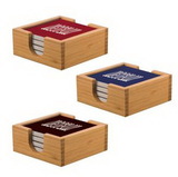 Custom 4pcs Square Ceramic Coasters w/Bamboo Holder, 4