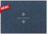Custom Navy Shimmer Embossed Snowflakes Holiday Greeting Card, 7.875