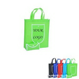 Custom Foldable Non Woven Tote Bag With Snap Closure, 15" W x 13" H x 6" D