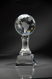 Custom Optic Crystal Globe Tower Award- 10 3/4