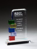 Custom Steps to Success Colorful Blocks Glass Award - 8 1/2