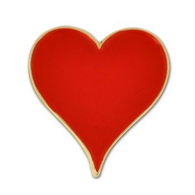 Blank Red Heart Card Lapel Pin, 11/16" W x 3/4" H