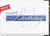 Custom Blue & Silver Foil Birthday Greeting Card, 5.625