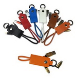Custom 3-in-1 Leather Keychain Charging Cable, 4 9/10