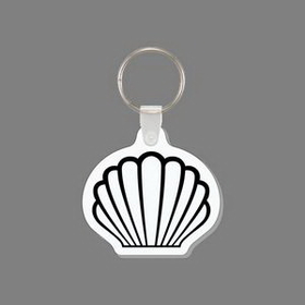 Custom Key Ring & Punch Tag - Scallop Sea Shell Tag W/ Tab