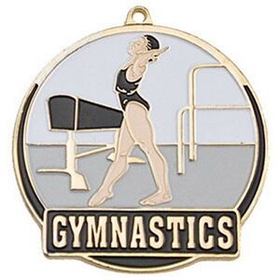 Custom 2" High Tech Medallion Gymnastics In Gold (Female)