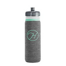 Custom Van Metro Heathered Jersey Knit Sport Bottle w/ Sleeve & Push-Pull Lid, 10" H x 2.875" Diameter