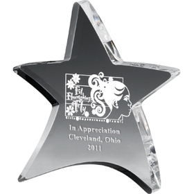Custom Clear Moving Star Paperweight (4 1/2"x 5"x 3/8") Laser Engraved