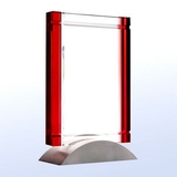 Custom Red Deco Optical Crystal Award w/Aluminum Base, 7.75