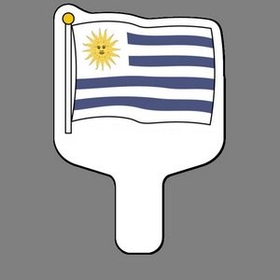 Custom Hand Held Fan W/ Full Color Flag of Uruguay, 7 1/2" W x 11" H