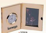 Custom 2-in-1 Gold Plated Picture Frame w/ Clock (Screened)