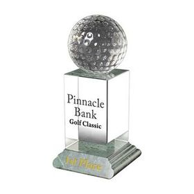 Custom Crystal Golf Ball Trophy, 2 3/4" W x 6 1/4" H x 2 3/4" D