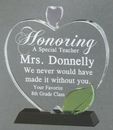 Blank Crystal Apple Teacher Appreciation Award w/ Black Base, 5" W x 6" H