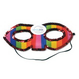 Sequined Rainbow Half Mask w/ Custom Printed Faux Leather Icon