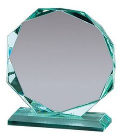 Blank Premium Jade Glass Octagon Award Mounted on Glass Base (5 1/2"x6 1/2")