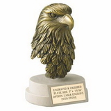 Custom Electroplated Antique Brass Eagle Head w/Cast Stone Base (8 1/2