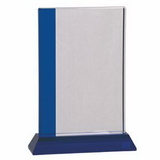 Custom Blue Edge Crystal Award with Base (LARGE) - SCREENED
