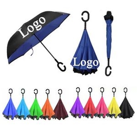 Custom Factory Direct C- Holder Double Layer Inverted Umbrella, 42 1/2" L x 31 1/2" W