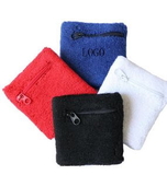 Custom Cotton Wristbands With Zipper Pocket, 3 1/7