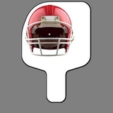 Custom Hand Held Fan W/ Full Color Red Football Helmet (Front), 7 1/2